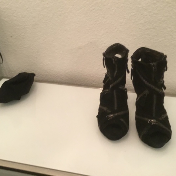 Sam Edelman suede peep toe zipper bootie sz 8 - Picture 3 of 10